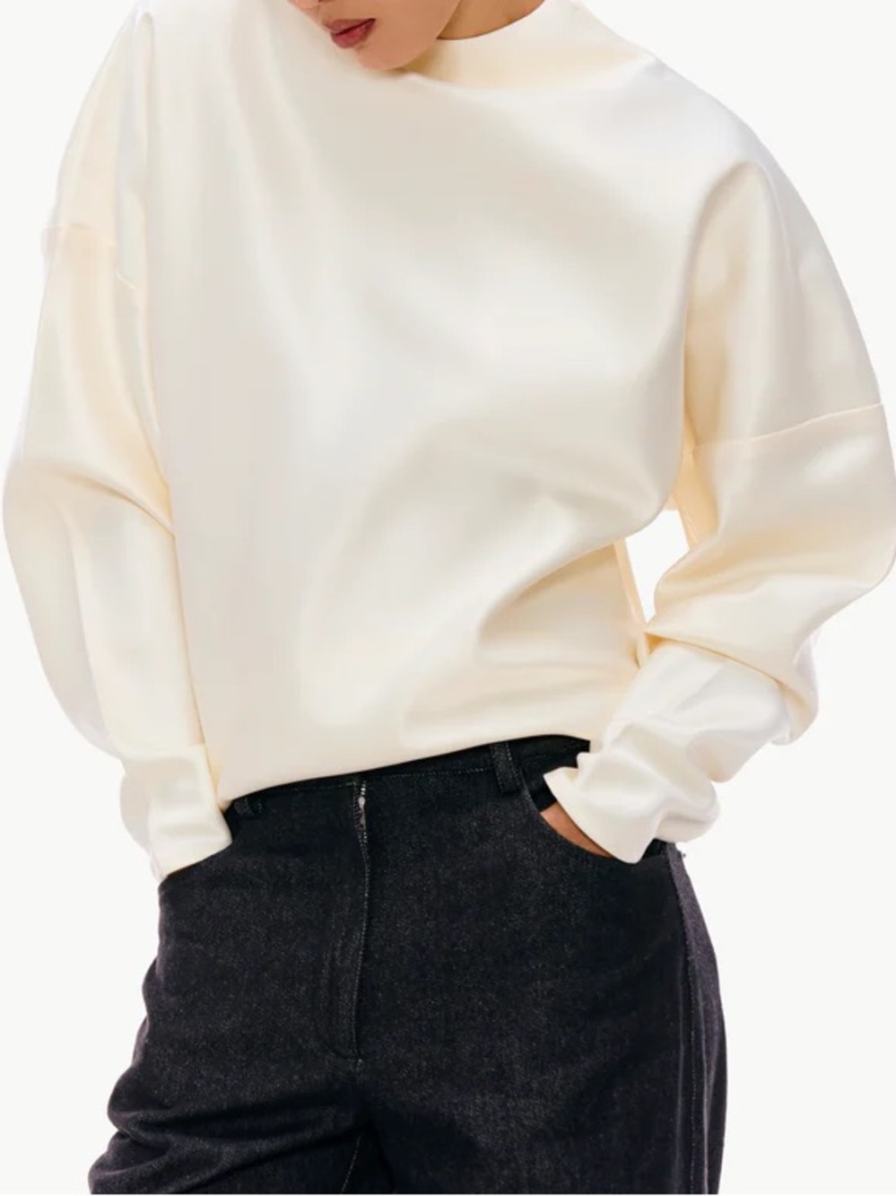 KADA Magic Double Knit Cupro Longline Sweatshirt Oversized Cream Size XS